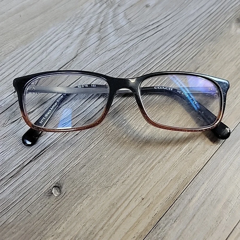 COACH HC6110 5475 Eyeglasses Frames Women Black Amber Glitter Gradient 50-16-140